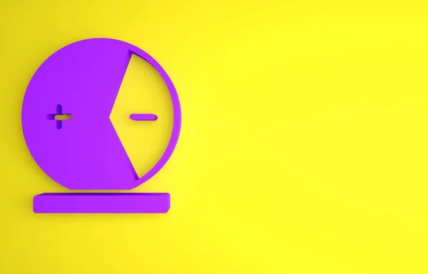 Fioletowa Ikona Atoma Izolowana Żółtym Tle Symbol Nauki Edukacji Fizyki — Zdjęcie stockowe