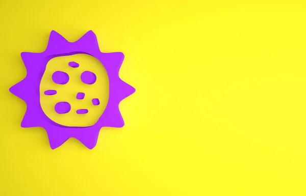 Фиолетовый Значок Вируса Выделен Желтом Фоне Коронавирус 2019 Ncov Бактерии — стоковое фото