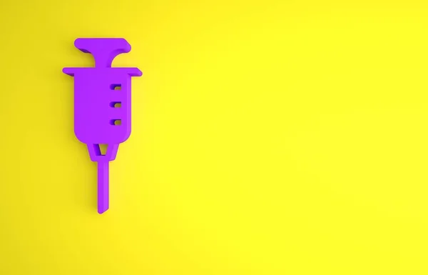 Фиолетовый Значок Шприца Выделен Желтом Фоне Шприц Вакцины Вакцинации Инъекции — стоковое фото
