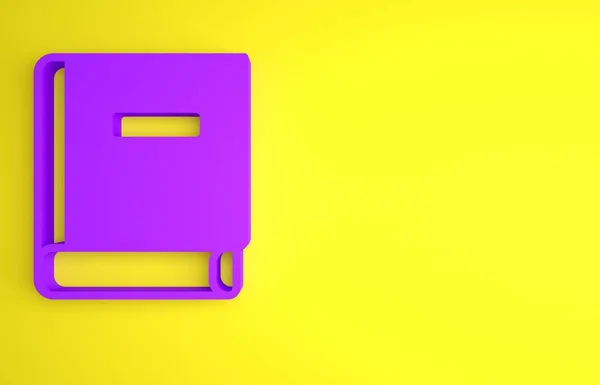 Фіолетовий Значок Наукової Книги Ізольовано Жовтому Тлі Концепція Мінімалізму Ілюстрація — стокове фото