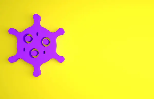 Фіолетовий Значок Вірусу Ізольовано Жовтому Тлі Вірус Корони 2019 Ncov — стокове фото