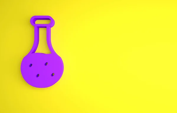 Фіолетова Випробувальна Трубка Піктограма Хімічної Лабораторії Колби Ізольовані Жовтому Тлі — стокове фото