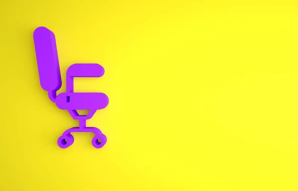 Icono Silla Oficina Púrpura Aislado Sobre Fondo Amarillo Concepto Minimalista — Foto de Stock
