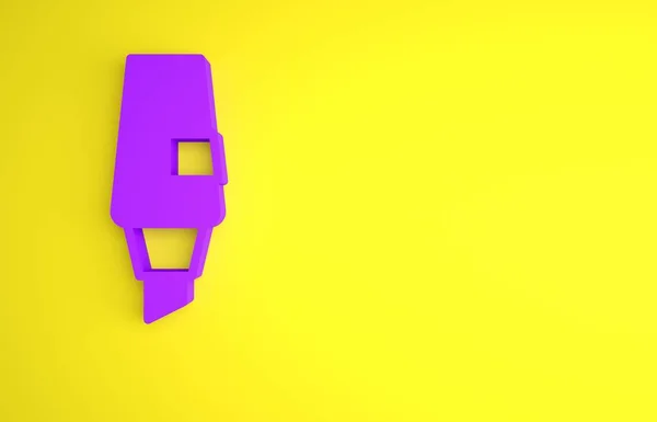 Icono Lápiz Marcador Púrpura Aislado Sobre Fondo Amarillo Concepto Minimalista — Foto de Stock