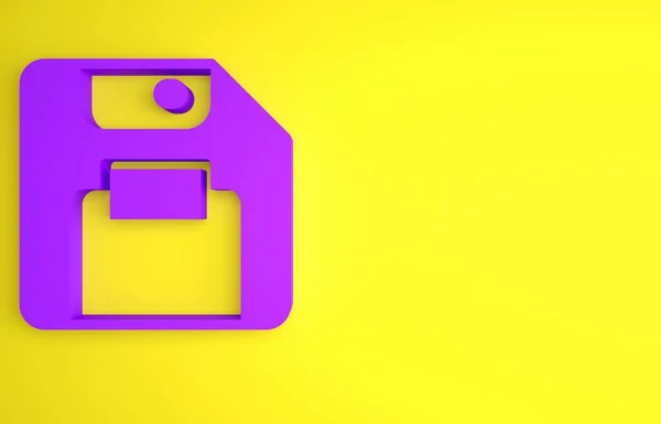 Lila Diskette Für Computer Datenspeichersymbol Isoliert Auf Gelbem Hintergrund Diskettenzeichen — Stockfoto