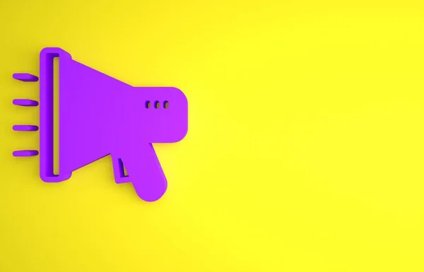 Фиолетовый Мегафон Значок Изолирован Желтом Фоне Знак Оратора Концепция Минимализма — стоковое фото