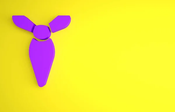 Icono Lazo Púrpura Aislado Sobre Fondo Amarillo Símbolo Corbata Paño — Foto de Stock