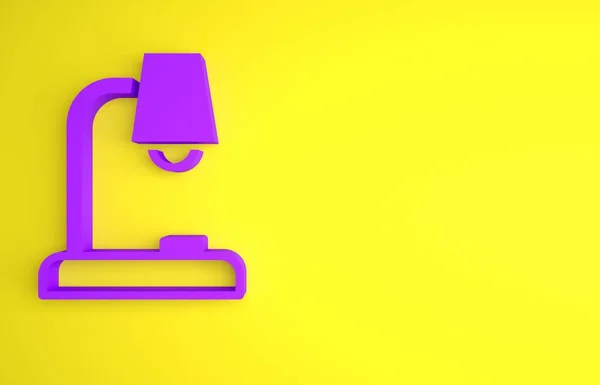 Фиолетовый Значок Настольной Лампы Изолирован Желтом Фоне Концепция Минимализма Рендеринг — стоковое фото