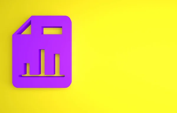 Фиолетовый Докумен Графическим Значком Выделенным Желтом Фоне Сообщить Значок Текстового — стоковое фото