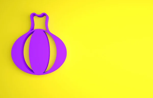 Icono Cebolla Púrpura Aislado Sobre Fondo Amarillo Concepto Minimalista Ilustración — Foto de Stock