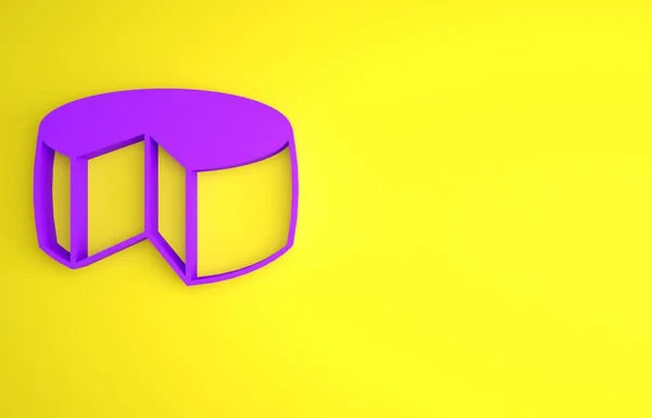 Фіолетова Піктограма Сиру Ізольована Жовтому Тлі Концепція Мінімалізму Ілюстрація Рендеринга — стокове фото