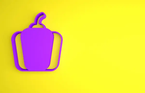 Purple Bell Pepper 아이콘은 노란색 배경에서 수있다 미니멀리즘의 개념입니다 렌더링 — 스톡 사진