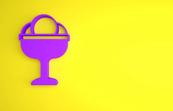 Helado Púrpura Icono Del Tazón Aislado Sobre Fondo Amarillo Dulce —  Fotos de Stock