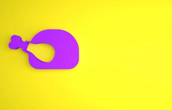 Pavo Asado Púrpura Pollo Icono Aislado Sobre Fondo Amarillo Concepto — Foto de Stock