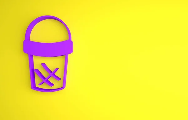 Фиолетовое Мороженое Вафельном Конусе Значок Изолирован Желтом Фоне Милый Символ — стоковое фото