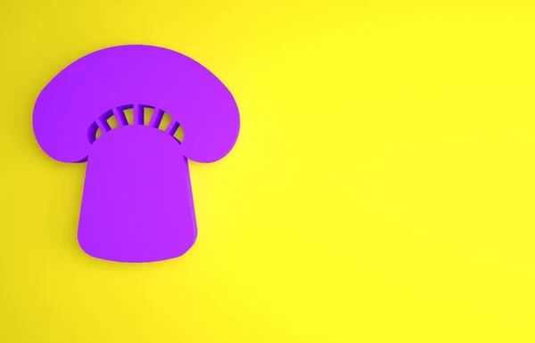 Purple Mushroom Icon Isolated Yellow Background Minimalism Concept Render Illustration — Stock Photo, Image