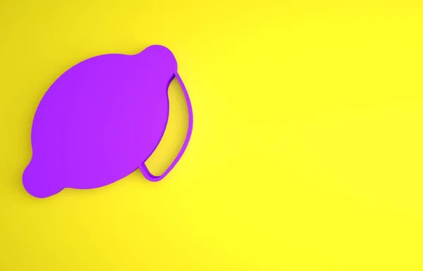 Icono Limón Púrpura Aislado Sobre Fondo Amarillo Concepto Minimalista Ilustración —  Fotos de Stock