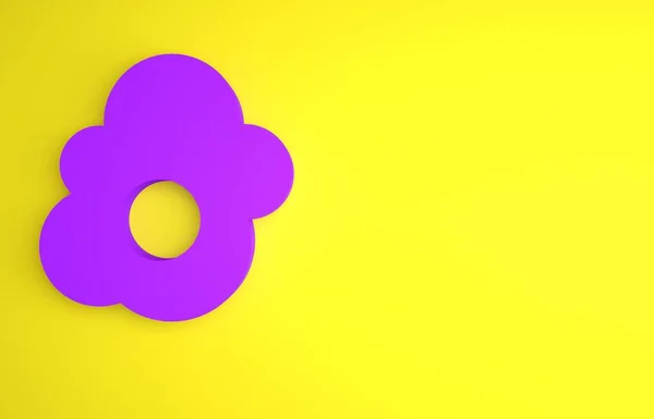 Фіолетовий Яєчний Значок Ізольований Жовтому Тлі Домашня Приготована Їжа Смажене — стокове фото