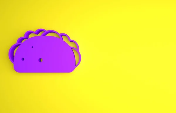 Taco Púrpura Con Icono Tortilla Aislado Sobre Fondo Amarillo Menú — Foto de Stock