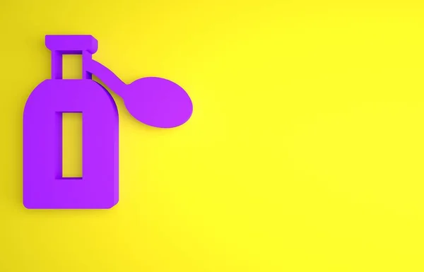 Icono Perfume Púrpura Aislado Sobre Fondo Amarillo Concepto Minimalista Ilustración —  Fotos de Stock