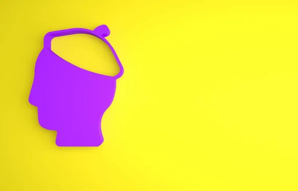 紫色的法国男子图标孤立在黄色的背景 最低纲领的概念 3D渲染说明 — 图库照片