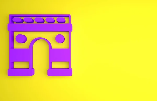 Фиолетовый Значок Триумфальной Арки Выделен Желтом Фоне Ориентир Парижа Франция — стоковое фото
