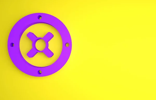 Icono Caja Fuerte Púrpura Aislado Sobre Fondo Amarillo Puerta Caja —  Fotos de Stock