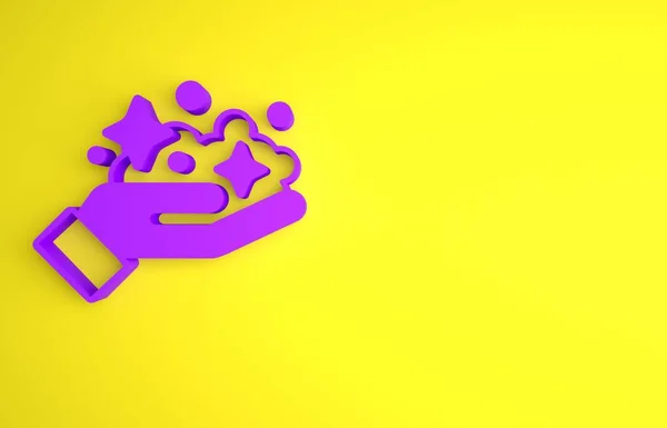 Фиолетовый Значок Золотая Шахта Изолированы Желтом Фоне Концепция Минимализма Рендеринг — стоковое фото