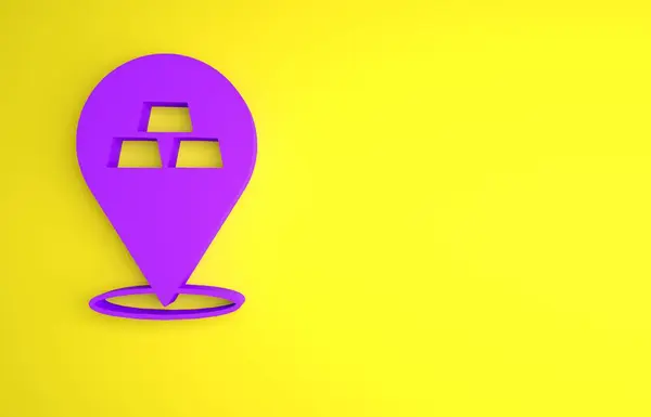 Ikona Purple Gold Lišty Izolované Žlutém Pozadí Bankovní Koncept Minimalismus — Stock fotografie