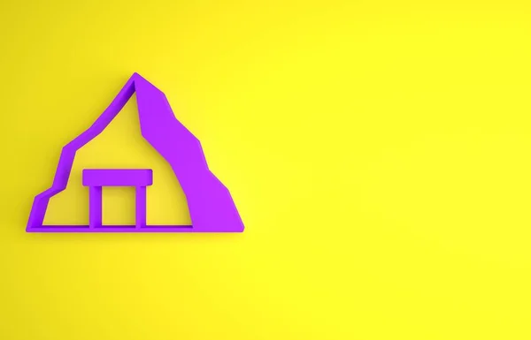 Фіолетовий Золотий Мінний Значок Ізольований Жовтому Тлі Концепція Мінімалізму Ілюстрація — стокове фото