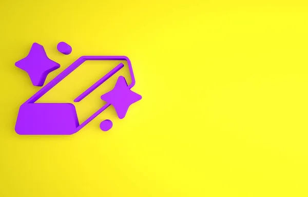 紫色金条图标孤立在黄色背景 银行业务概念 最低纲领的概念 3D渲染说明 — 图库照片
