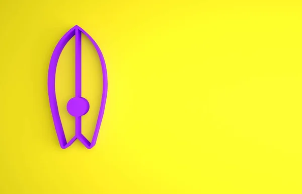 Фіолетова Піктограма Серфінгу Ізольована Жовтому Тлі Серфінг Дошка Екстремальний Спорт — стокове фото