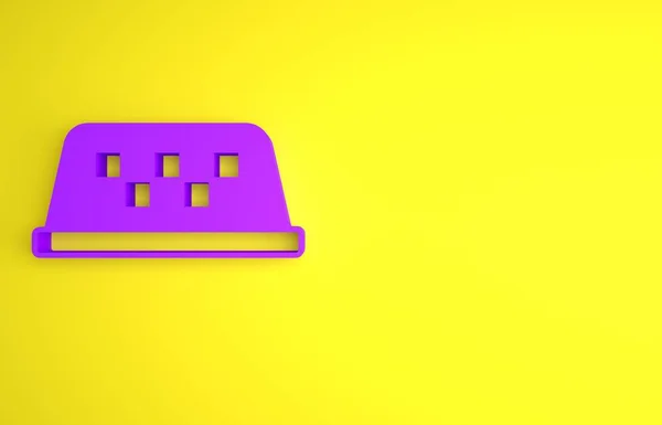 Фіолетовий Автомобіль Таксі Значок Даху Ізольований Жовтому Тлі Концепція Мінімалізму — стокове фото