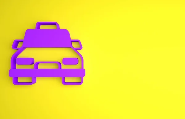 Icono Coche Taxi Púrpura Aislado Sobre Fondo Amarillo Concepto Minimalista —  Fotos de Stock