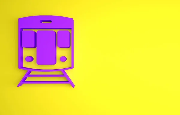 Paarse Trein Spoorweg Pictogram Geïsoleerd Gele Achtergrond Openbaar Vervoer Symbool — Stockfoto