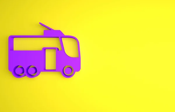 Fioletowy Ikona Trolejbusu Izolowane Żółtym Tle Symbol Transportu Publicznego Koncepcja — Zdjęcie stockowe