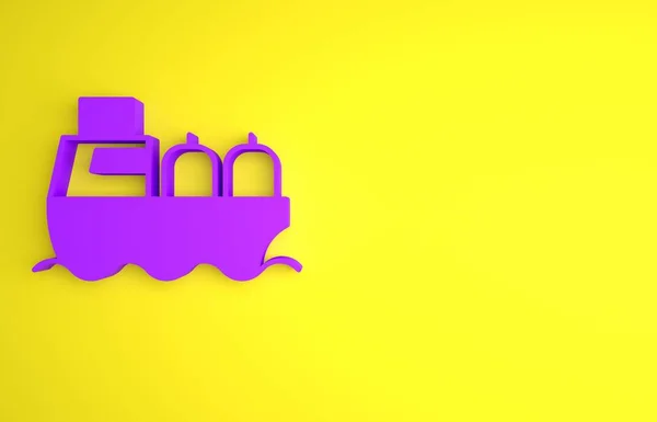 Фиолетовый Значок Танкера Нефти Изолирован Желтом Фоне Концепция Минимализма Рендеринг — стоковое фото