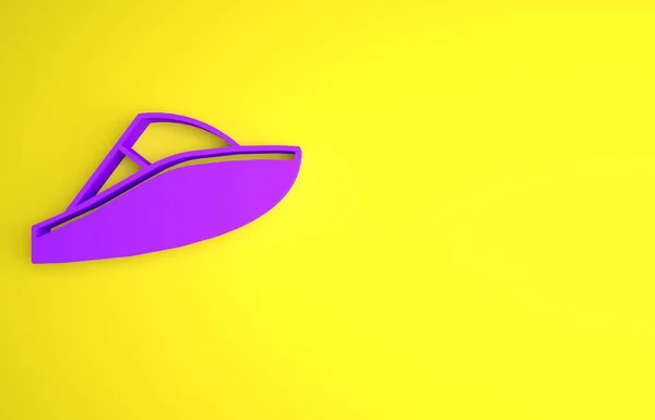 Purple Speedboat Icon Isolated Yellow Background Minimalism Concept Render Illustration — Stock Photo, Image