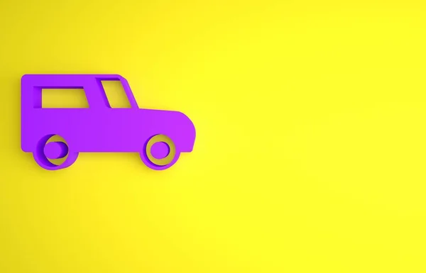 Purple Car Icon Isolated Yellow Background Minimalism Concept Render Illustration — Stock Photo, Image