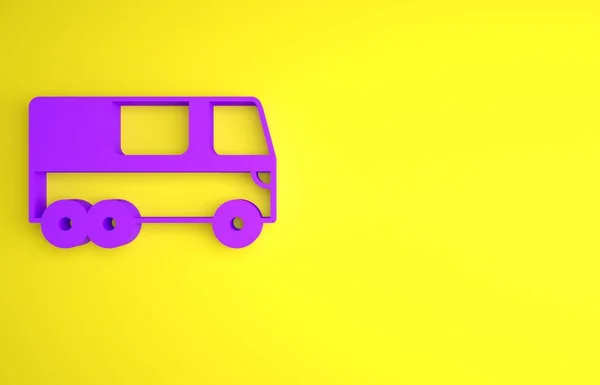 Paarse Bus Pictogram Geïsoleerd Gele Achtergrond Transportconcept Busvervoer Toerisme Symbool — Stockfoto