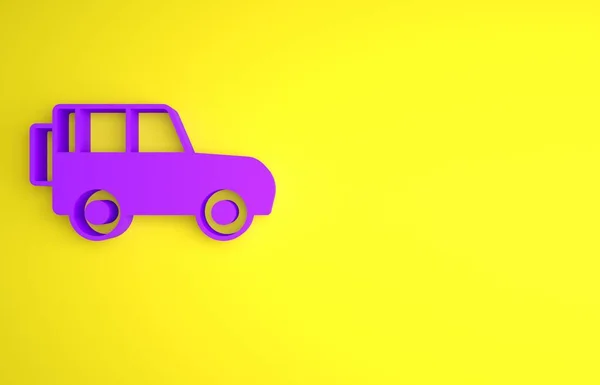 Purple Road Auto Pictogram Geïsoleerd Gele Achtergrond Minimalisme Concept Weergave — Stockfoto