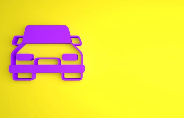 Paarse Auto Pictogram Geïsoleerd Gele Achtergrond Minimalisme Concept Weergave Illustratie — Stockfoto