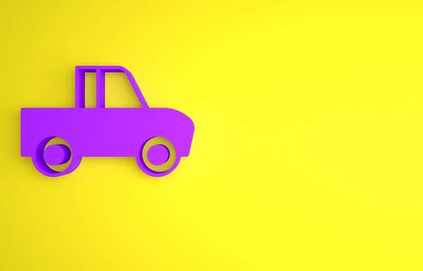 Fioletowy Pickup Ikona Ciężarówki Izolowane Żółtym Tle Koncepcja Minimalizmu Ilustracja — Zdjęcie stockowe