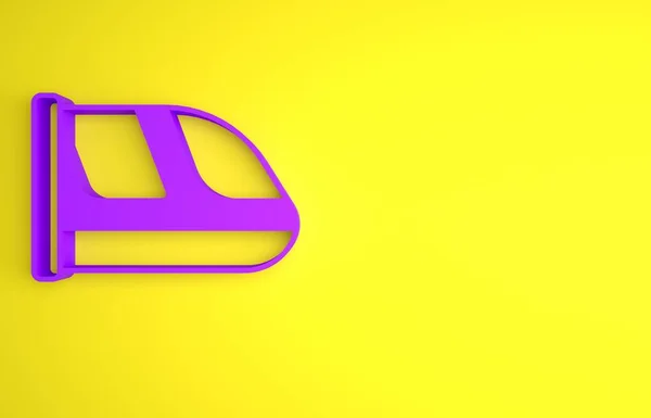 Fioletowy Pociąg Ikona Kolejowa Odizolowane Żółtym Tle Symbol Transportu Publicznego — Zdjęcie stockowe