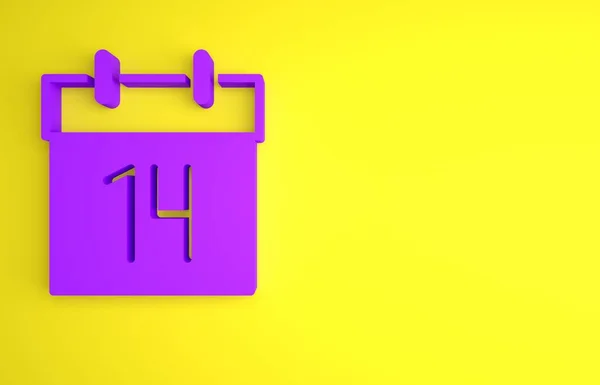 Purple Calendar Icon Isolated Yellow Background Event Reminder Symbol Minimalism — Stock Photo, Image