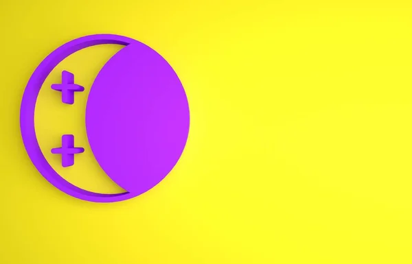 Purple Eclipse Van Zon Pictogram Geïsoleerd Gele Achtergrond Een Totale — Stockfoto