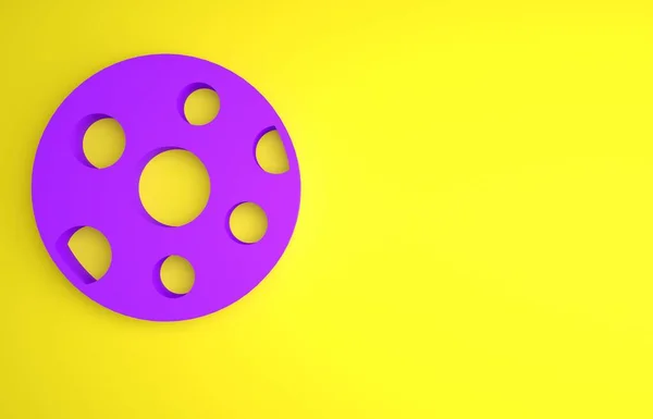 Фиолетовый Значок Полнолуния Изолирован Желтом Фоне Облачный Ночной Знак Символ — стоковое фото