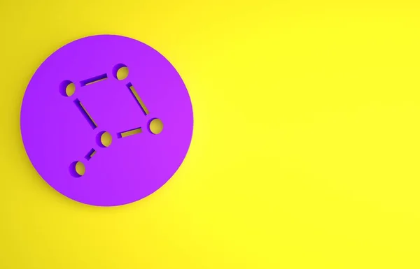 黄色の背景に分離された紫色のグレートベア星座アイコン 最小限の概念 3Dレンダリング図 — ストック写真