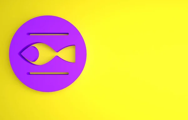 紫色双鱼座黄道带星座图标孤立在黄色背景 占星术的星座集合 最低纲领的概念 3D渲染说明 — 图库照片