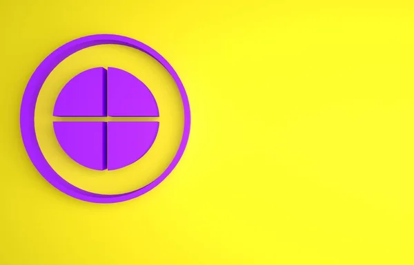 黄色の背景に隔離された紫色の地球の地球のアイコン 世界や地球の標識 世界的なインターネットシンボル 幾何学的形状 最小限の概念 3Dレンダリング図 — ストック写真